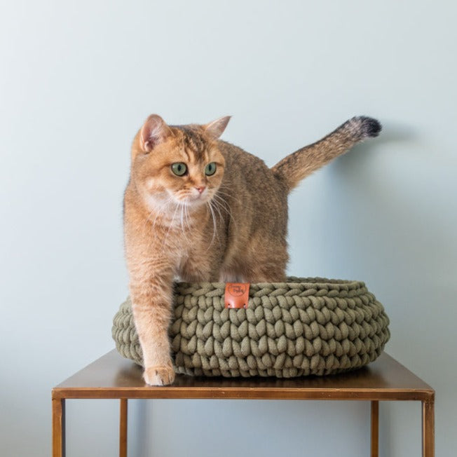 Sunny Baskets handgemaakte kattenmand in de kleur avocado
