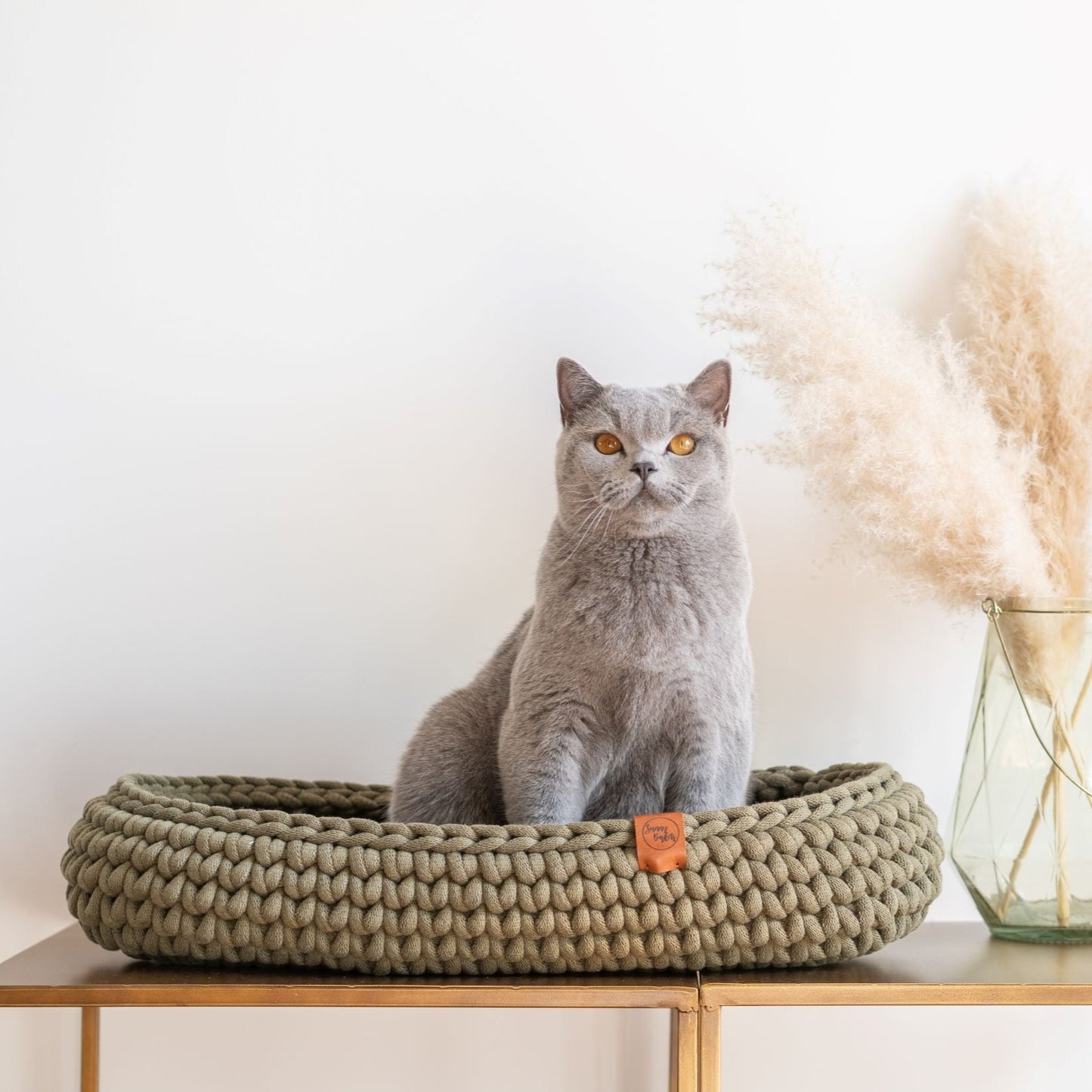 Sunny Basket ovale kattenmand in de kleur avocado