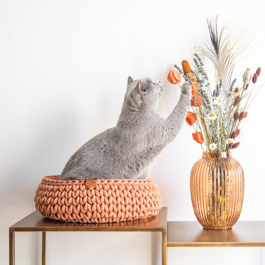 Sunny Baskets handgemaakte kattenmand in de kleur terracotta
